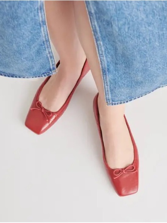 Dolce Vita Shoes - Dolce Vita Red Square-Toe Ballet Flats with Bow Accent
